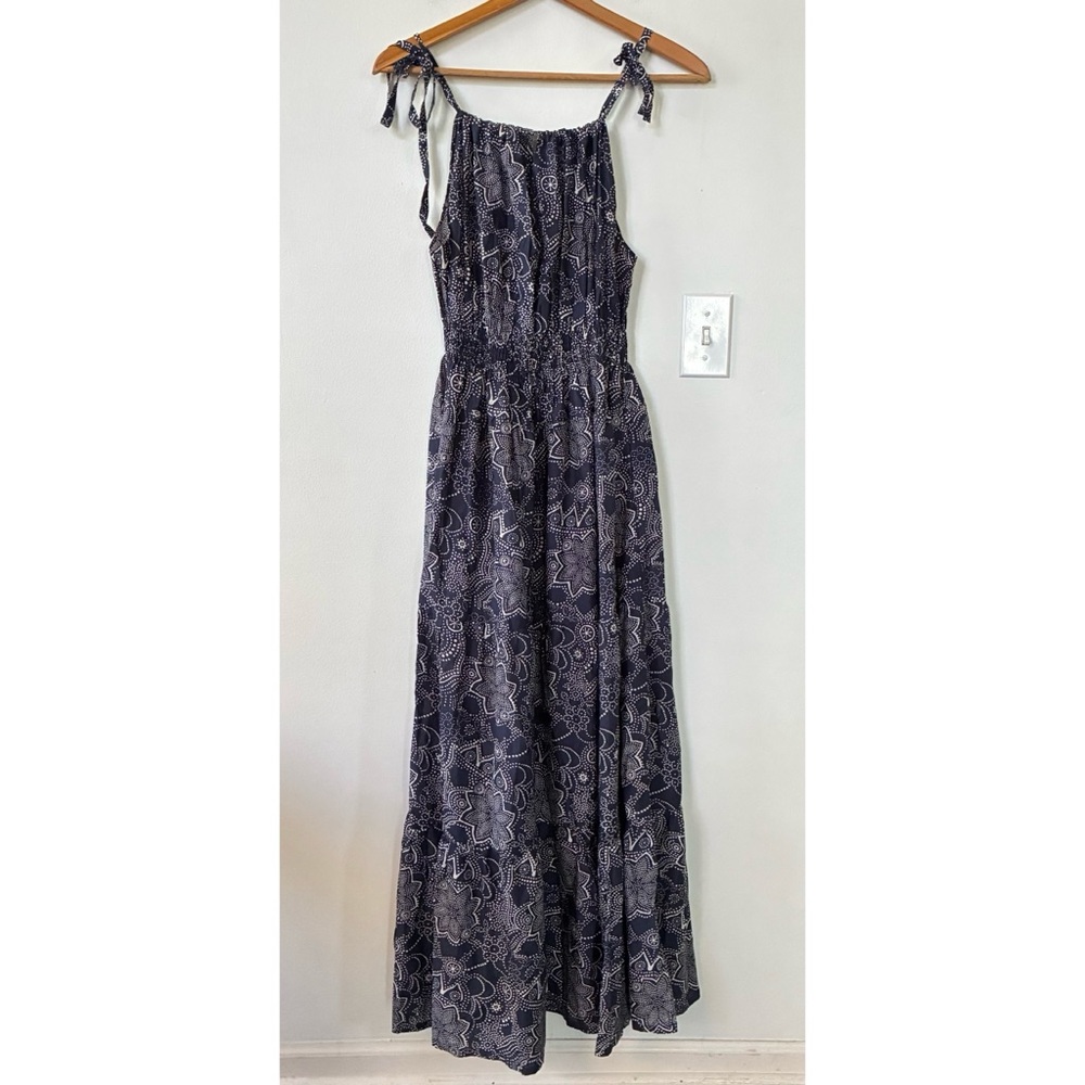 Roller Rabbit Silk Blend Blue Patterned Maxi Dress - image 2